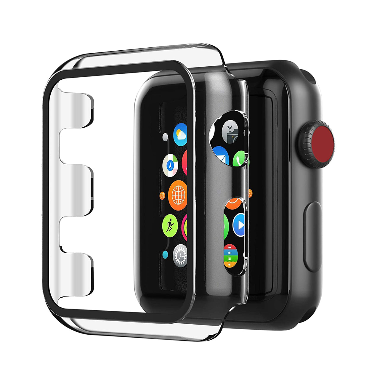 Full Cover tempered glass screen protector with pc case for Apple Watch 38 mm In Clear